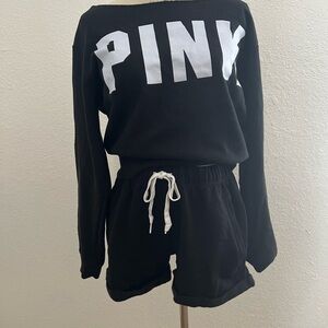 PINK Black White Sweatshirt, Tank top , Shorts , long pants bundle Size M